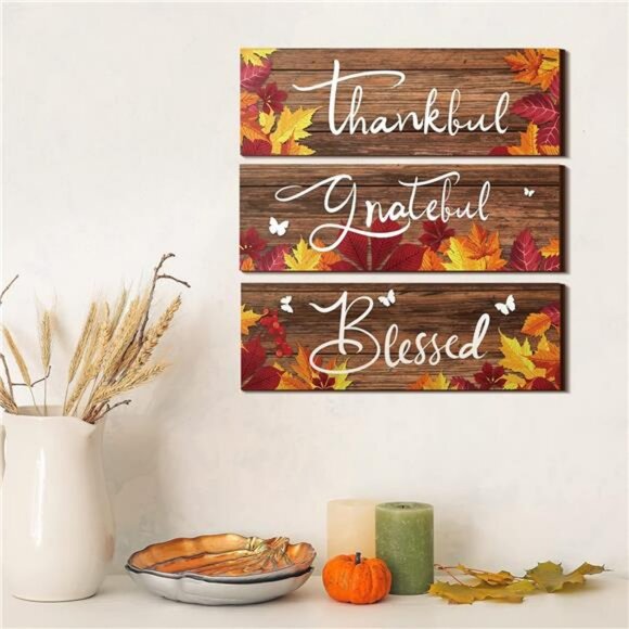 3 Pcs Maple Leaves Kitchen Wall Decor Fall Thanksgiving Bathroom Decor Thankful - Picture 5 of 8